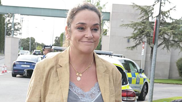 La presentadora Toñi Moreno a su llegada este pasado martes, 5 de septiembre, al Tanatorio de La Paz, en Madrid.