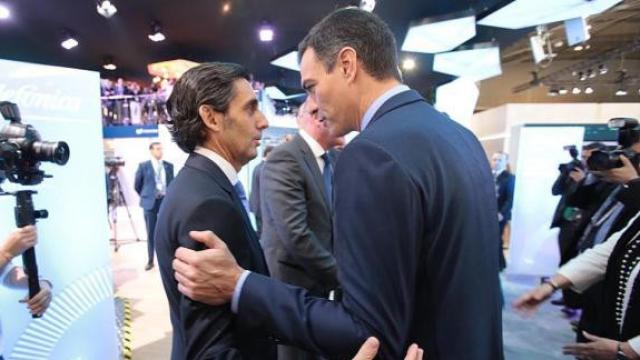 José María Álvarez-Pallete y Pedro Sánchez en una imagen de archivo.