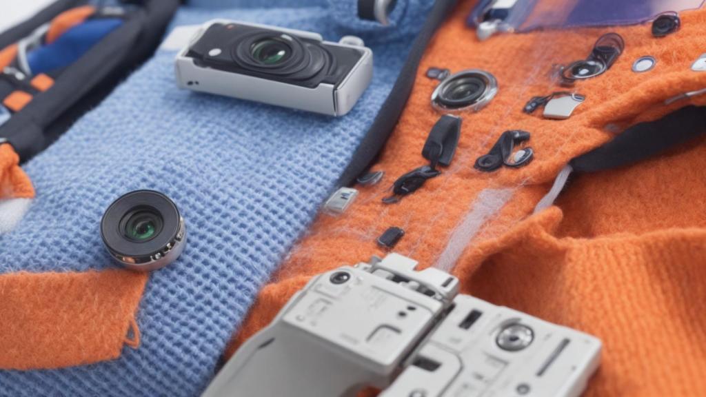 Concepto de una ropa con cámaras y sensores.