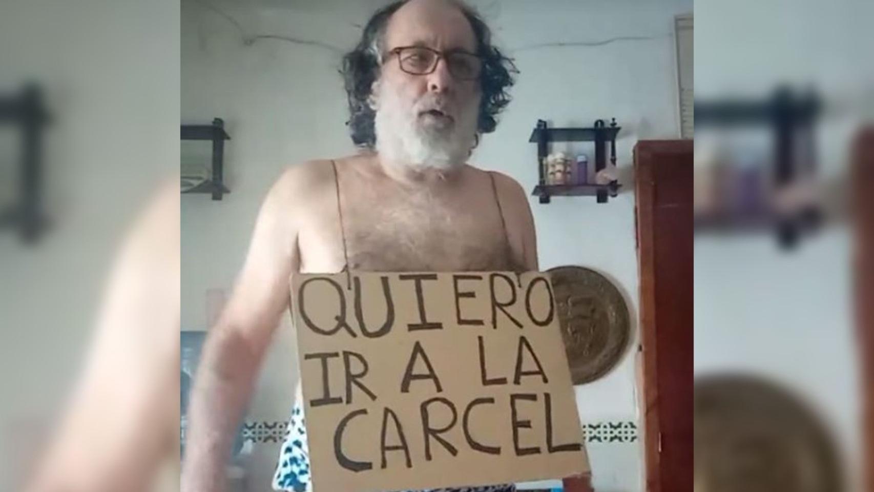 Justo Márquez, en una de sus primeras publicaciones de TikTok en las que pedía entrar en la cárcel.