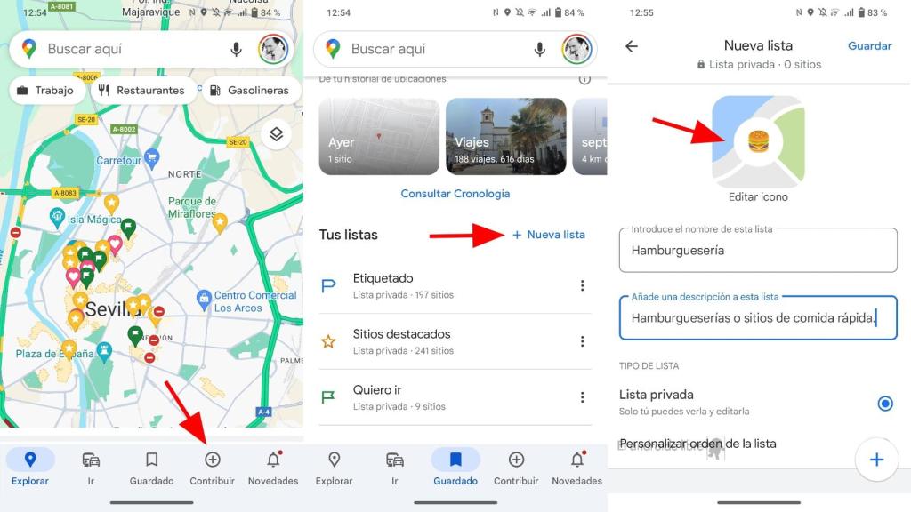 Listas personalizadas en Maps