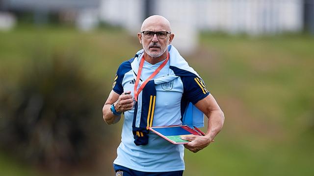 Luis de la Fuente, durante un entrenamiento de España.