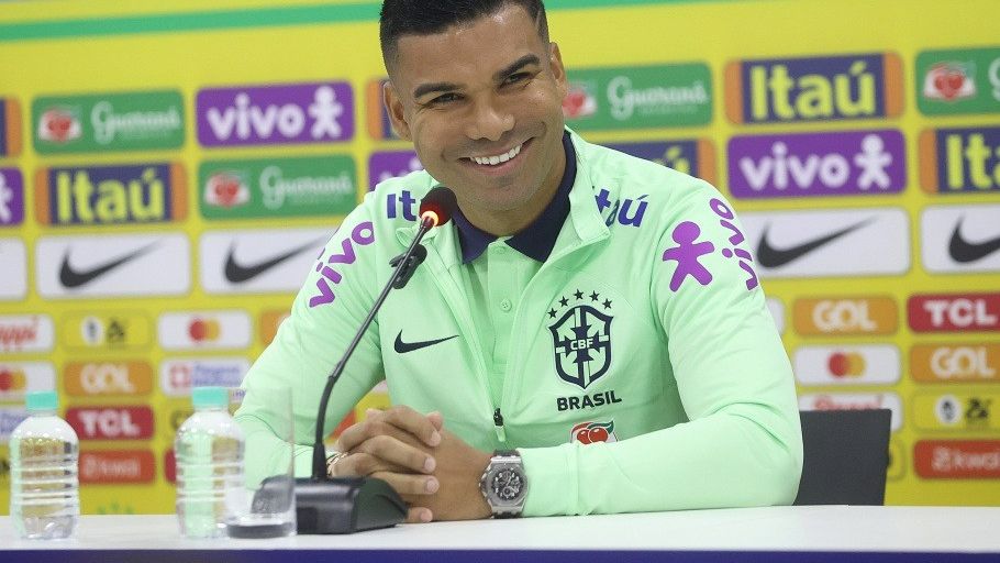 Casemiro, durante la rueda de prensa de Brasil.