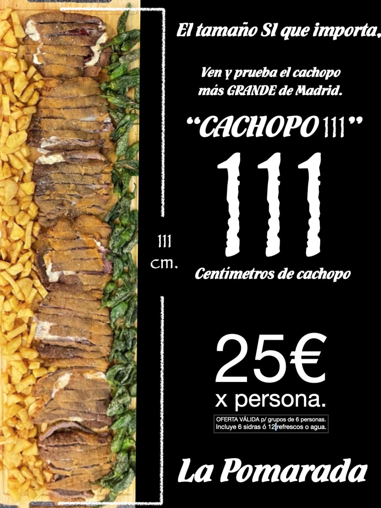 Cartel de promoción del cachopo gigante.