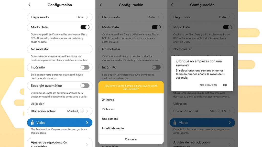 Pasos en Bumble