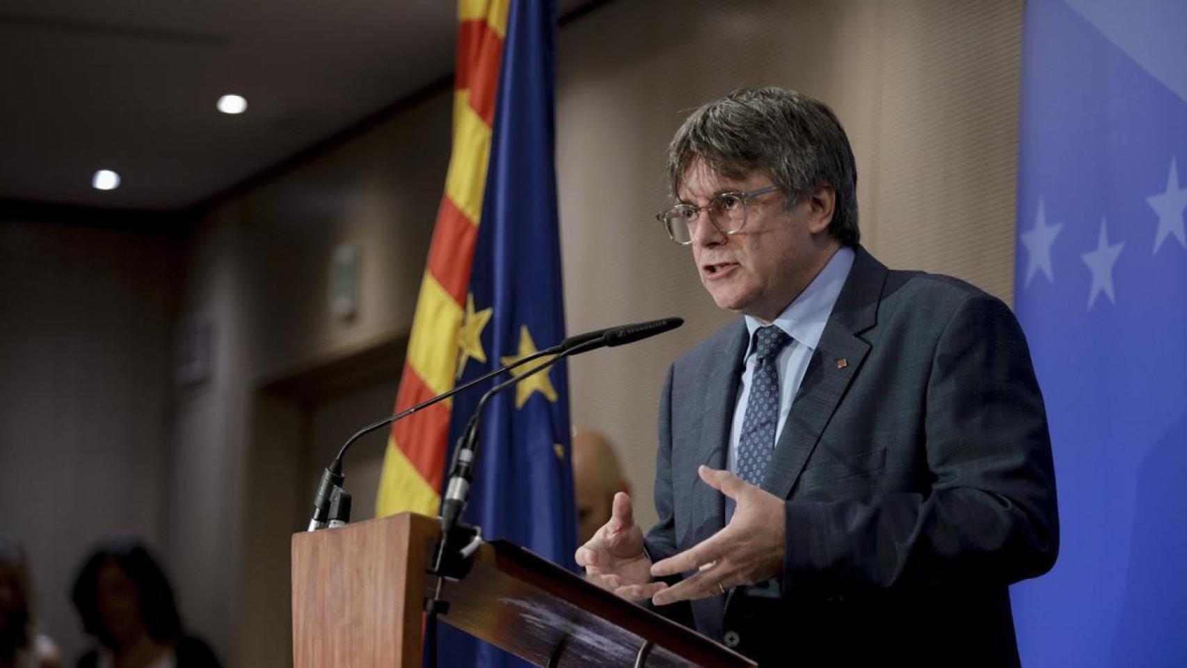 Carles Puigdemont, durante su comparecencia en Bruselas