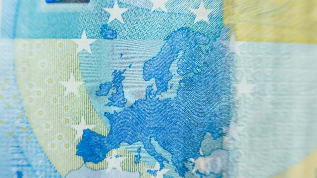 El mapa de Europa que aparece en los billetes de 20 euros.