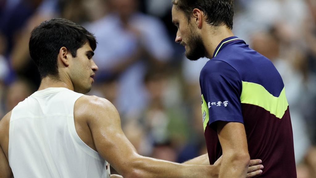Carlos Alcaraz y Daniil Medvedev, en el US Open