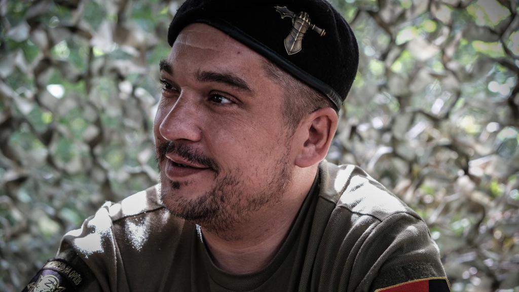 'Amuleto', comandante de la compañía de carros de combate de la 22ª Brigada, durante la entrevista.
