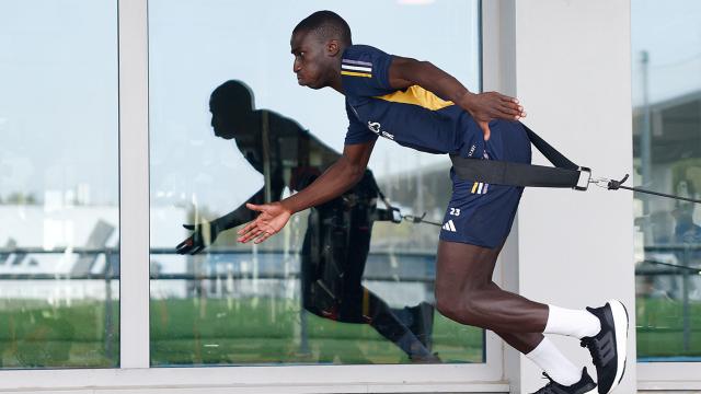 Ferland Mendy, durante un entrenamiento del Real Madrid