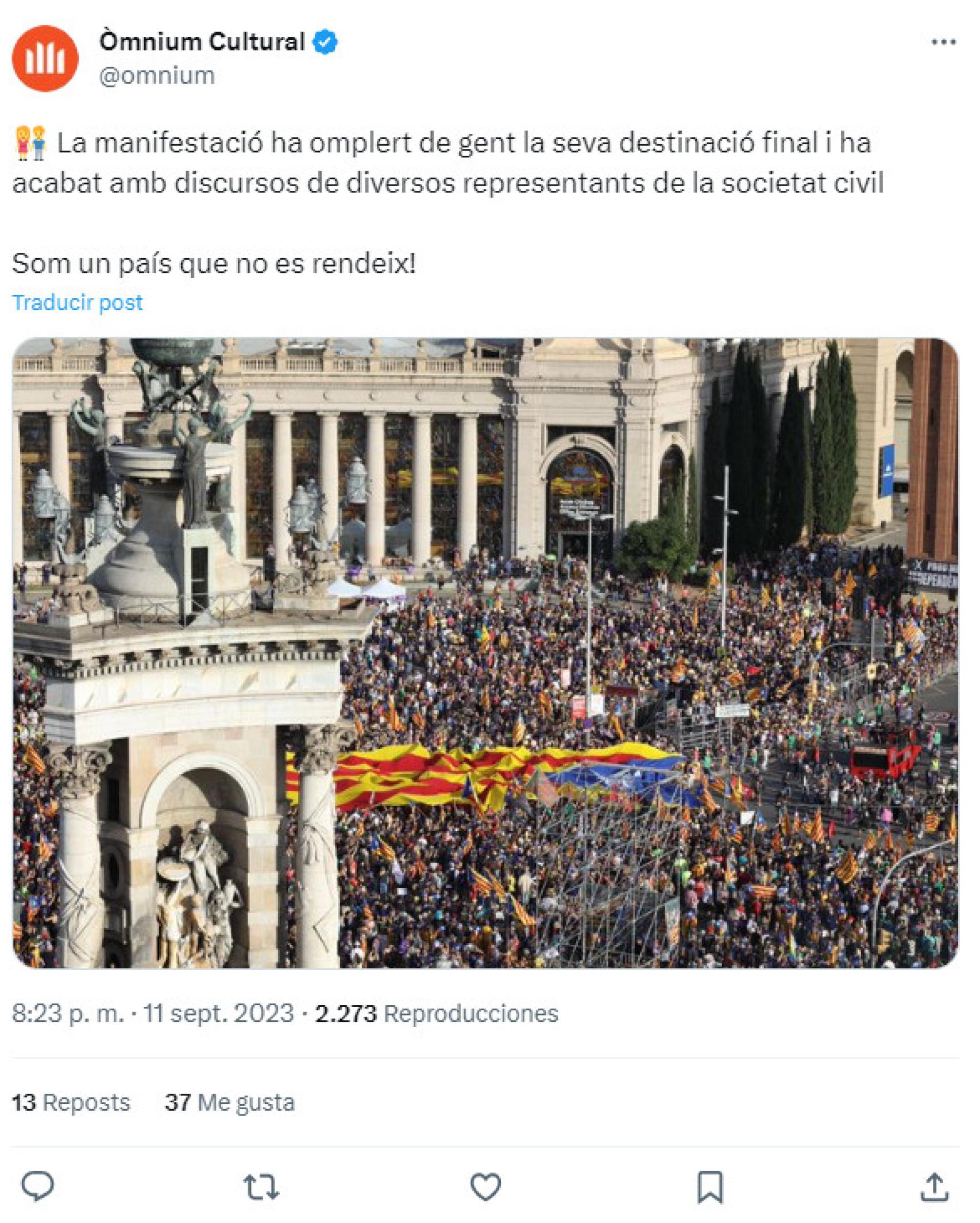 Tuit de Òmnium Cultural.