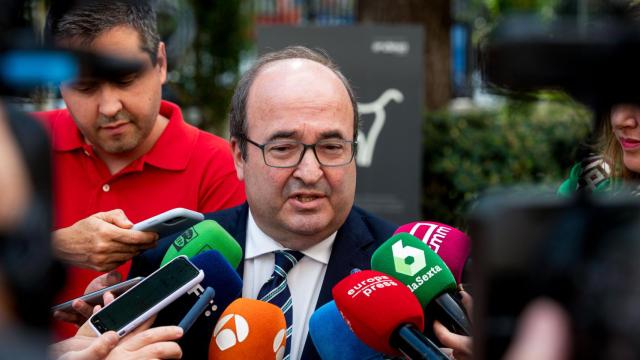 Miquel Iceta, ministro de Cultura y Deportes, durante su intervención en el la presentación del informe del Observatorio de la Piratería