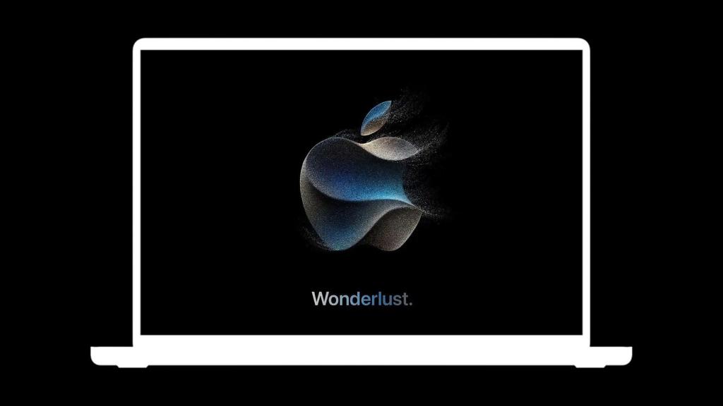Fotomontaje con la foto del evento dentro de un MacBook.