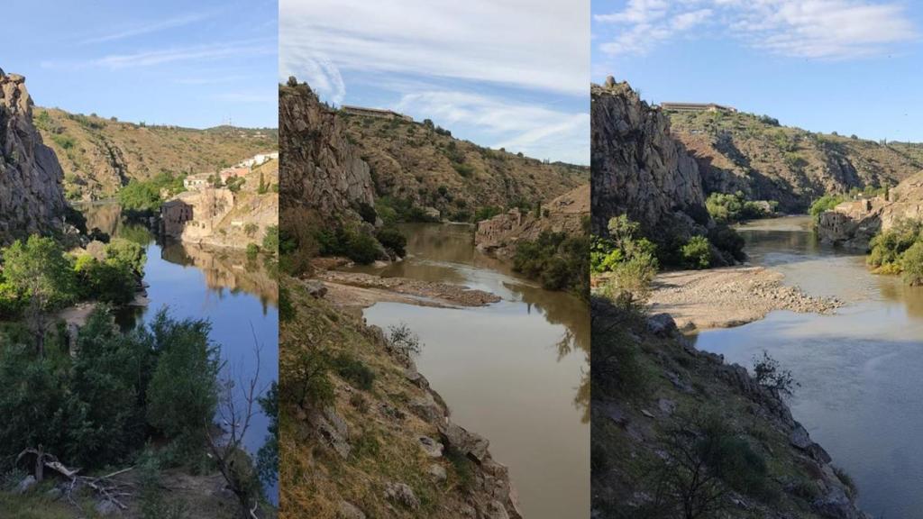 El Tajo antes de las DANAS, después de la primera y tras la segunda.