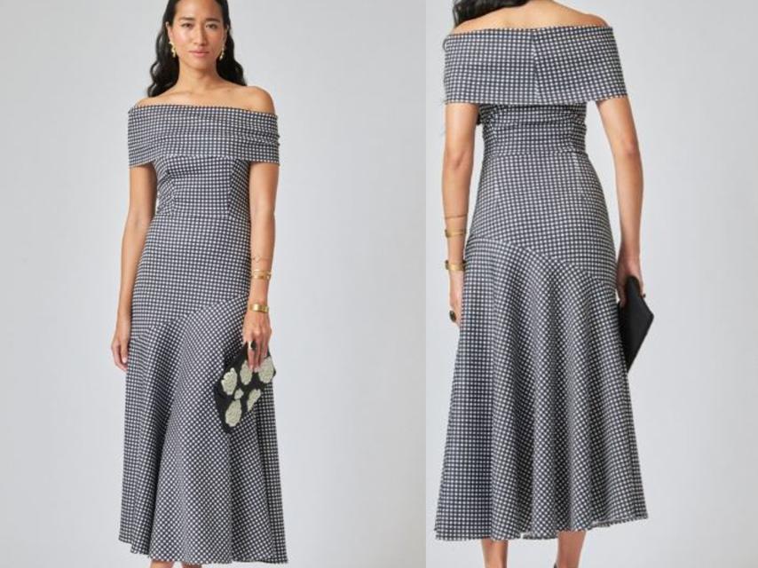 Dos enfoques del vestido de Eugenia Osborne, firmado por Cossy, en montaje de EL ESTILO.