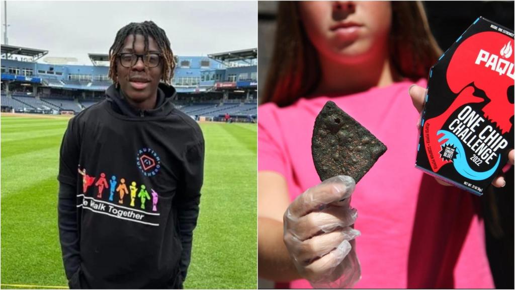 A la izquierda, Harris Wolobah, el joven fallecido. A la derecha, la patata más picante del mundo.
