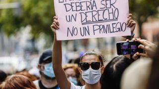 Imagen de una manifestación por la salud mental durante la pandemia en Madrid.
