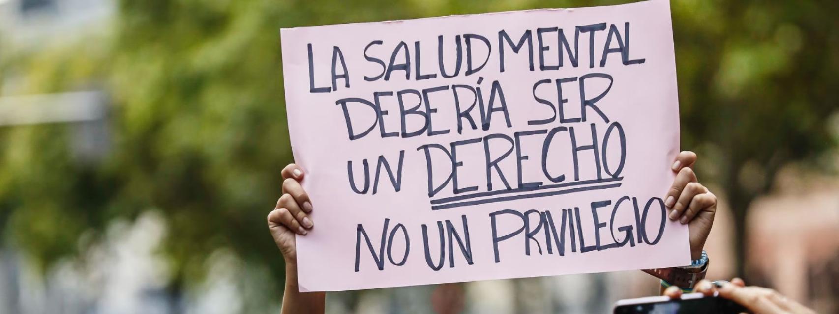 Imagen de una manifestación por la salud mental durante la pandemia en Madrid.