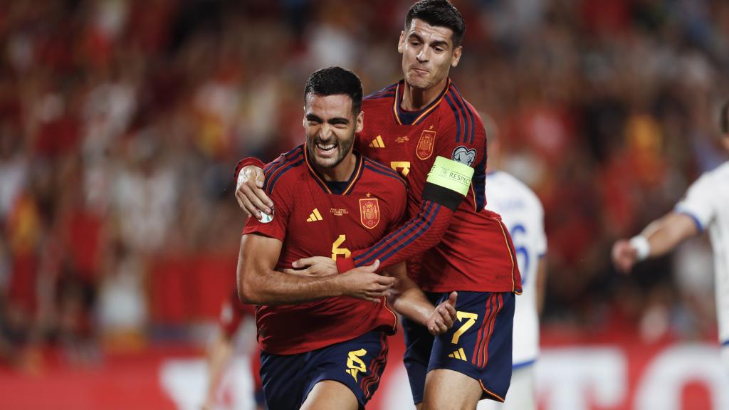 Merino celebra su tanto ante Chipre