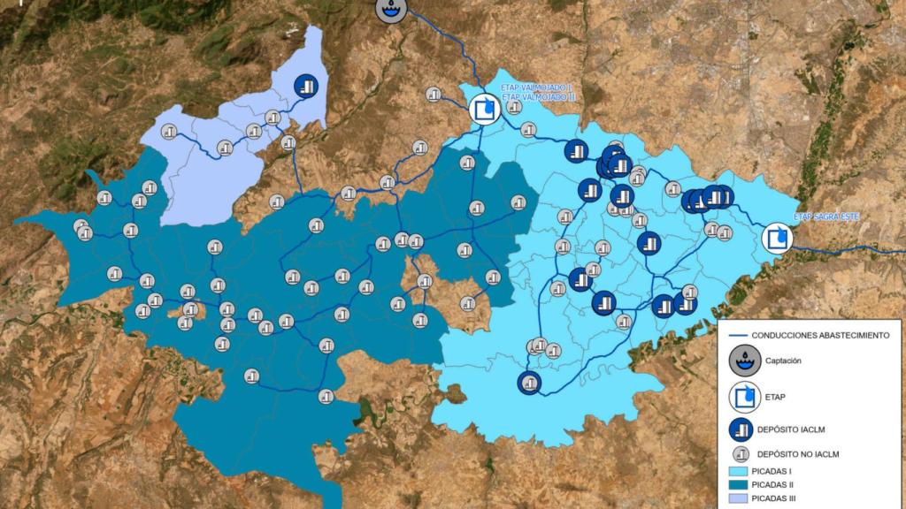 Mapa de suministro del sistema Picadas-Almoguera.