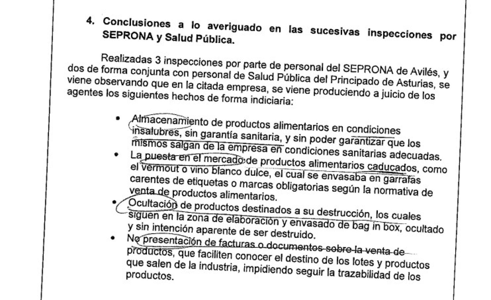 Fragmento de uno de los atestados del Seprona.
