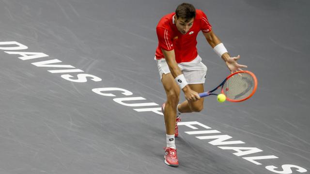 Zapata, durante su partido frente a República Checa en la fase final de la Copa Davis.