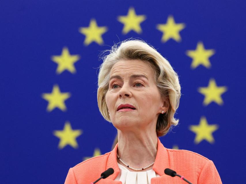 La presidenta de la Comisión, Ursula von der Leyen, durante el discurso sobre el estado de la Unión.