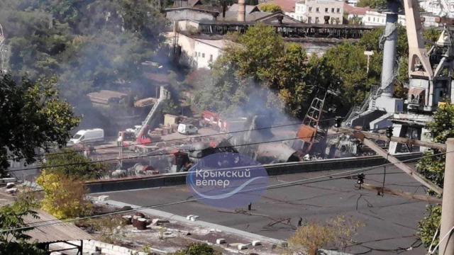 Estado del buque Minsk tras el ataque de Ucrania en Sebastopol