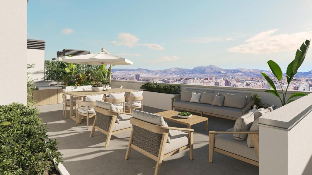Vistas desde los áticos de la promoción Jarcia de AEDAS Homes en Alicante.