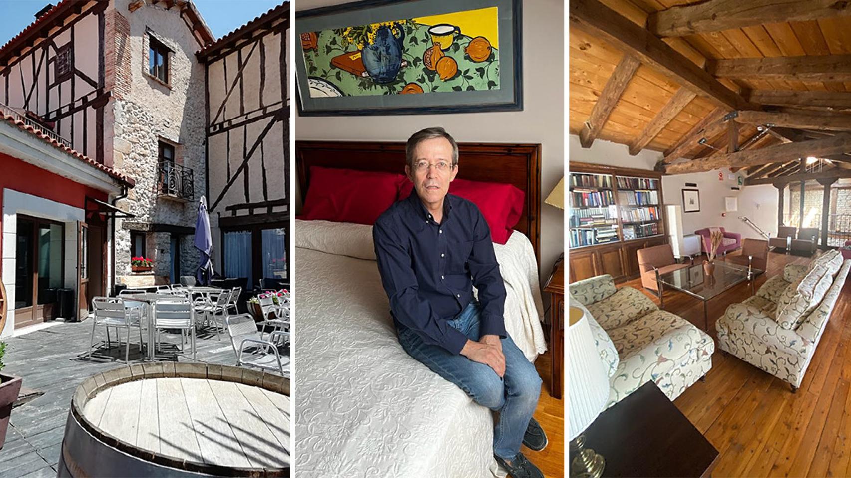 José María Raya en el centro, junto a imágenes de La Posada Casona de Valbuena