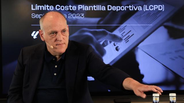 Javier Tebas, en la presentación de los límites salariales de LaLiga 2023/2024