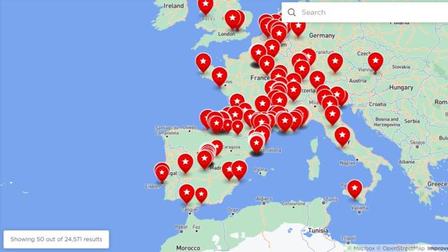 Captura del 'Google Maps' de restaurantes.