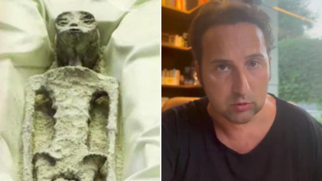 Uno de los supuestos extraterrestres hallados y la captura del vídeo de Jiménez.