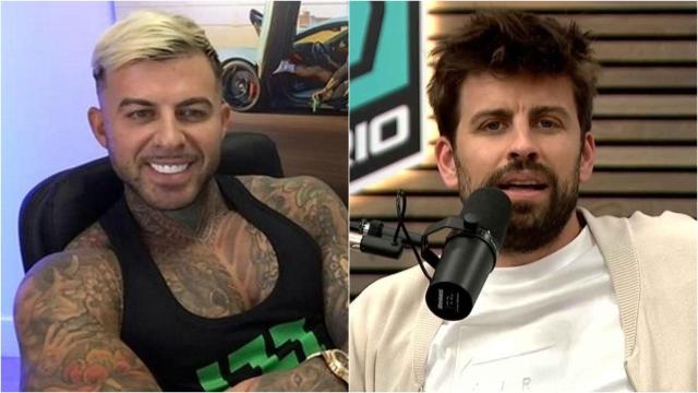 A la izquierda, el influencer Amadeo Llados. A la derecha, Gerard Piqué en un programa de la Kings League.
