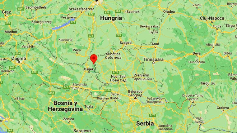 Mapa en el que aparece señalado el pequeño bloque de tierra en el que se encuentra 'Liberland'