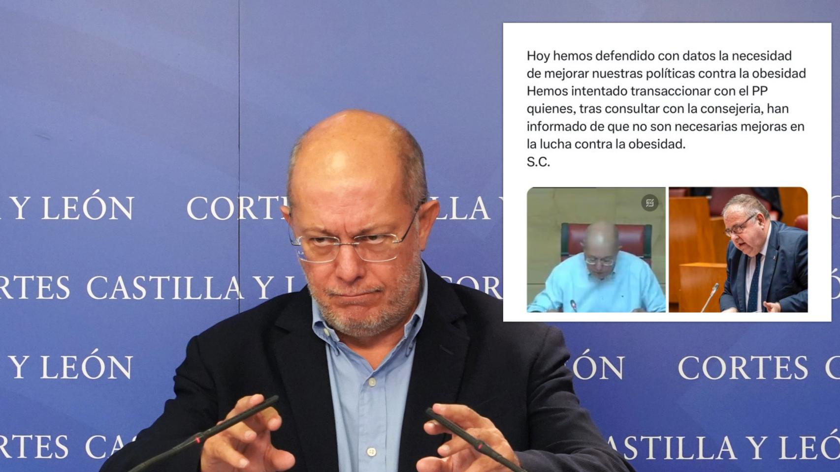 Igea en las Cortes junto la captura del tuit que luego ha borrado