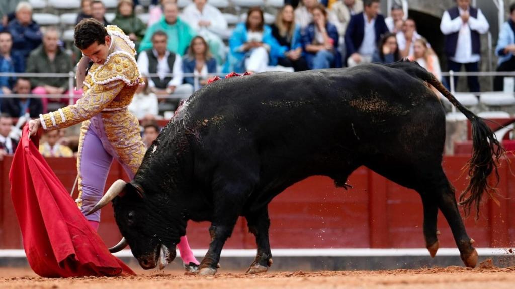 Pase de pecho del novillero de La Alberca Valentín Hoyos