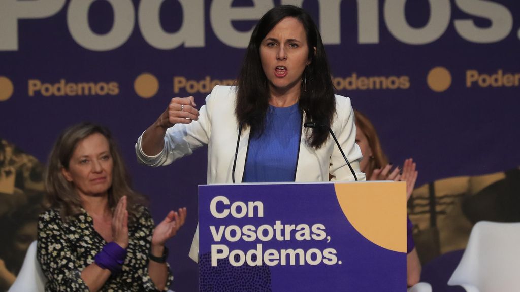 Ione Belarra, durante su intervención este sábado en un acto del partido.