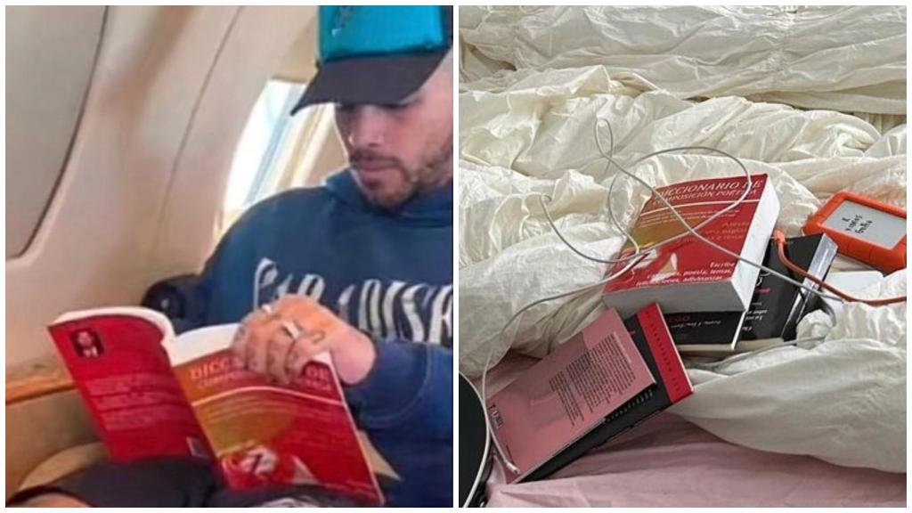 Montaje de EL ESPAÑOL de Rauw y Rosalía con el mismo libro.