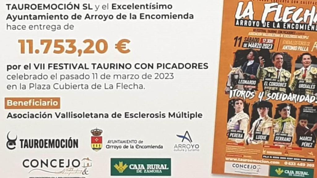 Dinero recaudado en el VII Festival con Picadores de La Flecha.