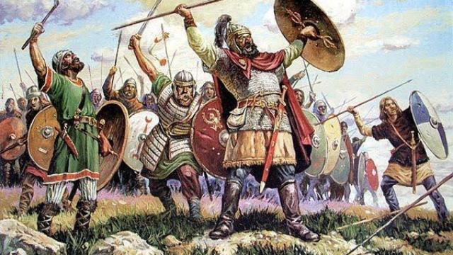 Imagen representativa de los visigodos en sus conquista de Hispania.