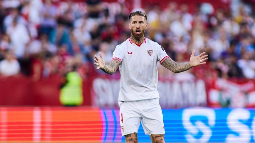 Sergio Ramos durante el encuentro ante Las Palmas