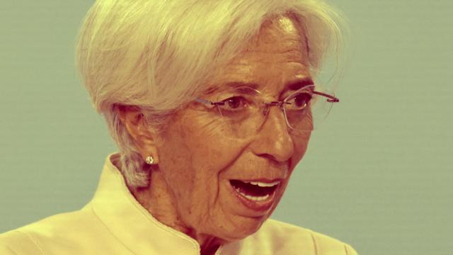 La presidenta del BCE, Christine Lagarde, durante una rueda de prensa en Fráncfort.