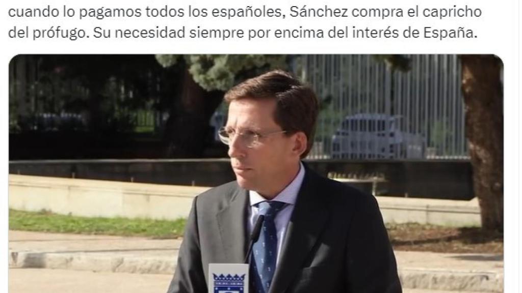 Tweet de José Luis Martínez-Almeida.