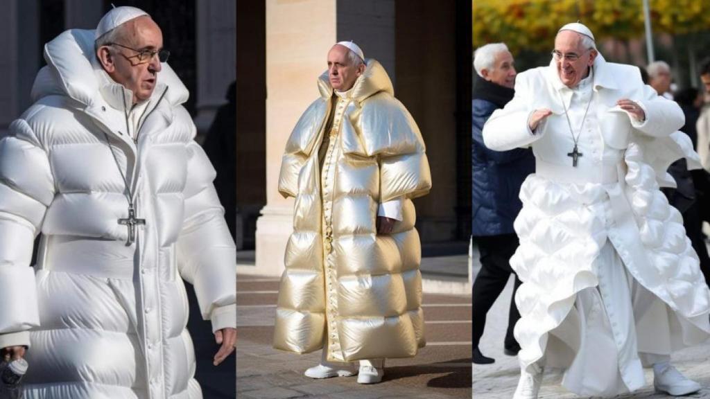Algunos montajes del papa, hechos por Abel Xavier mediante IA.
