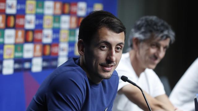 Oyarzabal e Imanol Alguacil durante la rueda de prensa previa al partido ante el Inter
