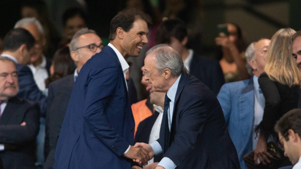 Rafa Nadal y Florentino Pérez, en el palco del Santiago Bernabéu