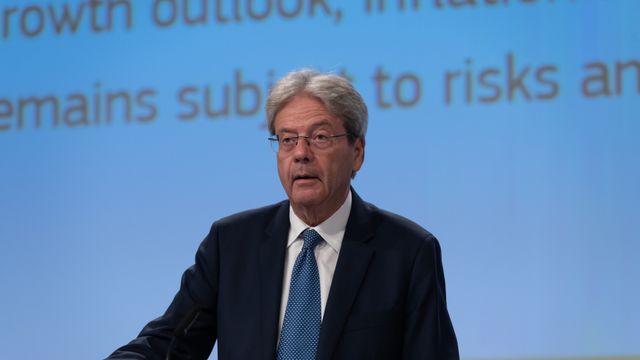 El comisario de Asuntos Económicos, Paolo Gentiloni, durante una rueda de prensa