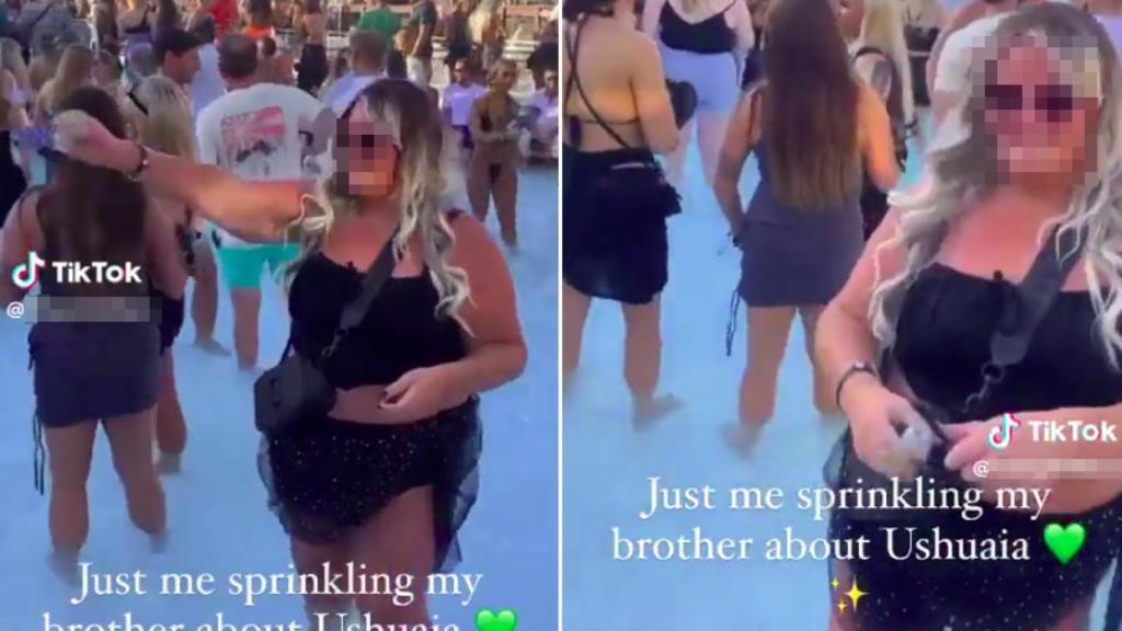 Capturas del vídeo de la chica esparciendo cenizas en Ibiza.