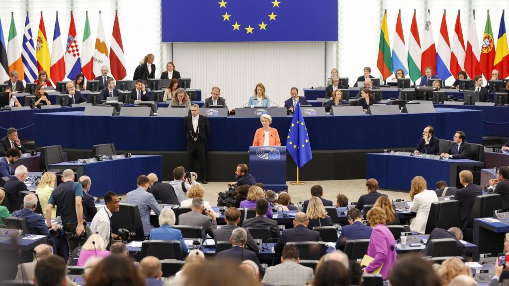 Von der Leyen, durante su intervención en la cámara.